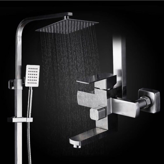 21165 anti rust and black square shower set ,from china